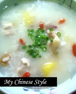 Steamed sweet potato chicken porridge