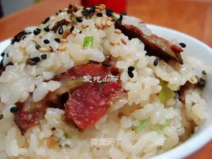 Rice with sprouts and sausage