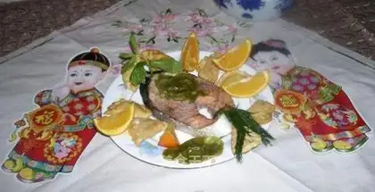 Steamed salmon