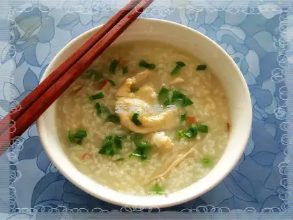 Raw rolled chicken congee