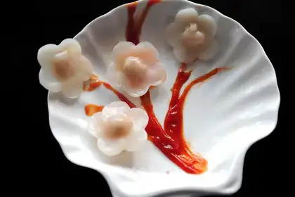 Crystal plum shrimp dumplings