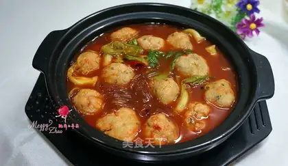 Spicy fishball hotpot