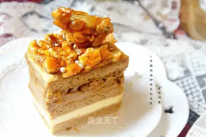 Caramel walnut mousse cake