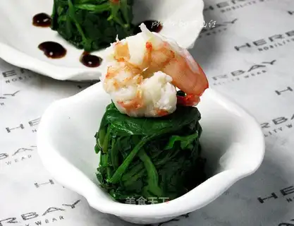 The shrimp spinach tower