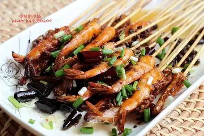 Spicy string of shrimp