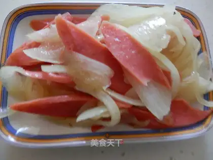 Onion fried ham sausage