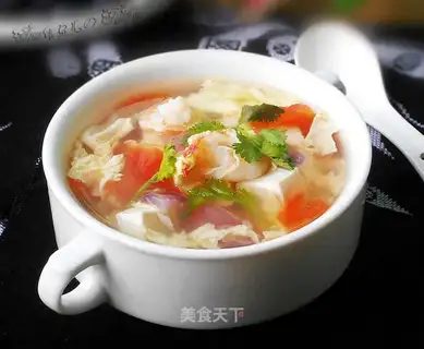 Onion shrimp tofu soup