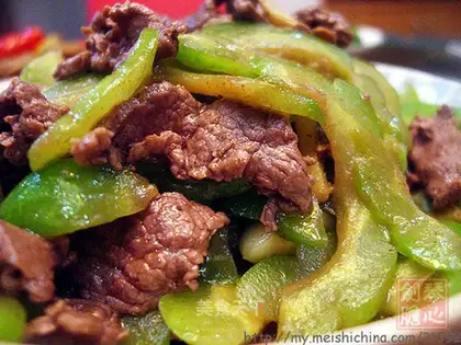stir-fried beef with cold melon