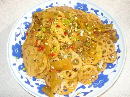 lotus root slices in red oil