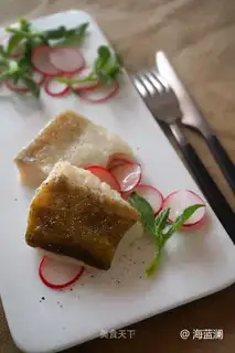 Cod with iced grass salad