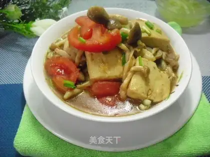 Crab mushroom tomato tofu