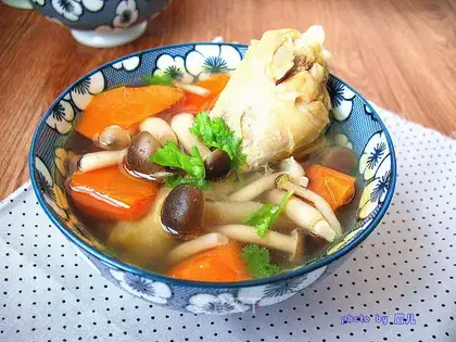 Chicken leg carrot mushroom soup