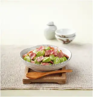Bean petals, bacon