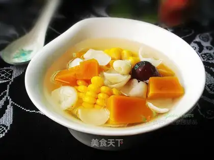 Fresh lilies of pumpkin soup