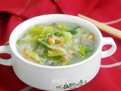 The fan shrimp celery soup