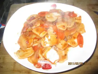 stir-fried rice cake with bean paste