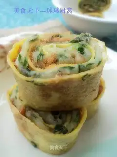 egg roll with leek and pork floss