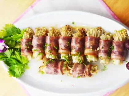 Bacon golden mushrooms