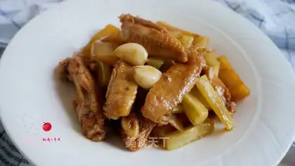 Red fried chicken fins and fries