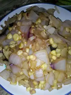 Red wine corn mushroom onions