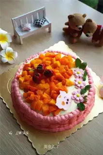 Pink yogurt birthday cake