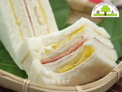 Cheese ham and eggs sandwich