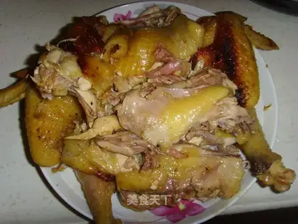 Baked hand-shredded chicken with salt