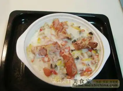Roasted rice with milk sausage
