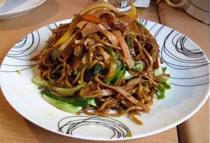 Colorful fried noodles