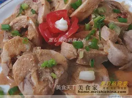 Chicken roll with sesame sauce
