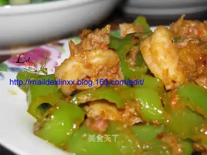 stir-fried shrimps and peppers