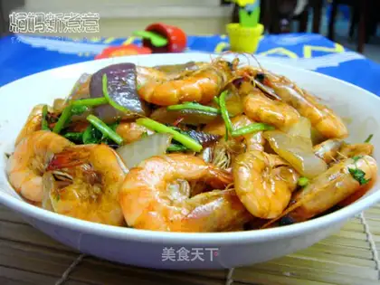 stir-fried shrimp with onion