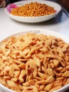 fried crispy bean and rice dumplings