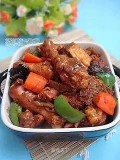 Braised chicken legs with roasted bran