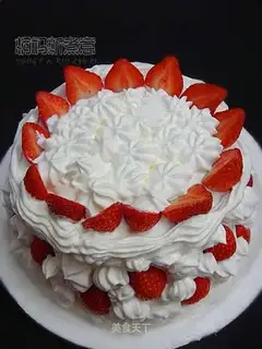 Strawberry cream birthday cake