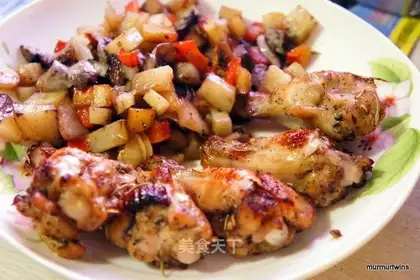 Roasted chicken wings with lemon and vanilla