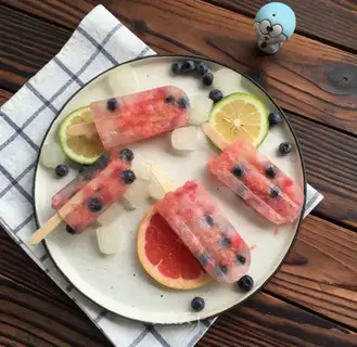 A colorful fruit popsicle