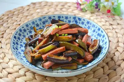 Ham sausage and eggplant