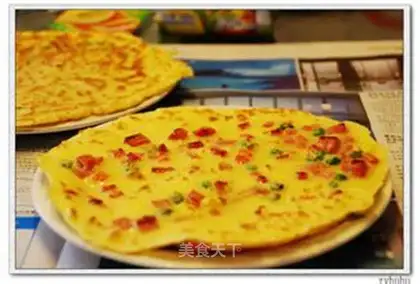 A car with cheese sauce and eggcake