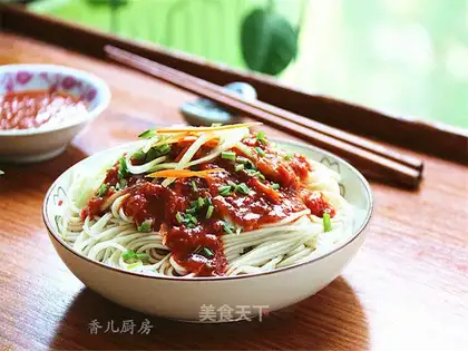 Pickle sauce and noodles