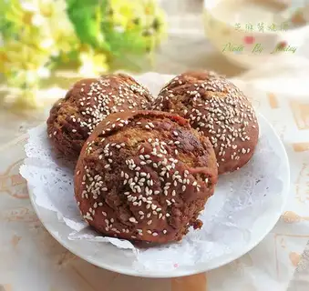 Red sugar sesame pancakes