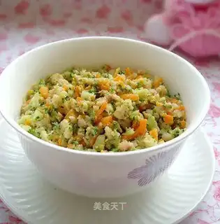 Three-colour tofu shrimp mud