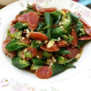 Autumn sausage fried meat