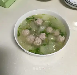 Homemade melon meatball soup