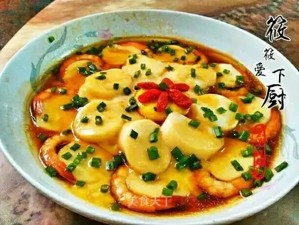 Slippery jade tofu shrimp