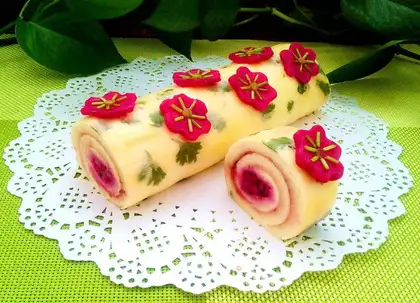 Flamingo cake roll