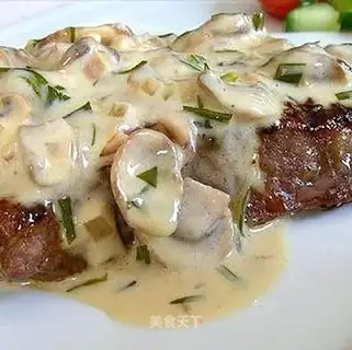 Mushrooms, truffled steak