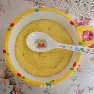 The baby is steaming egg yolk