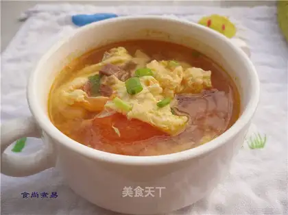 Tomato egg ham soup