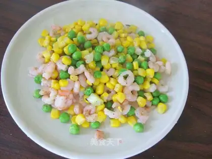 stir-fried shrimp with green beans and corn